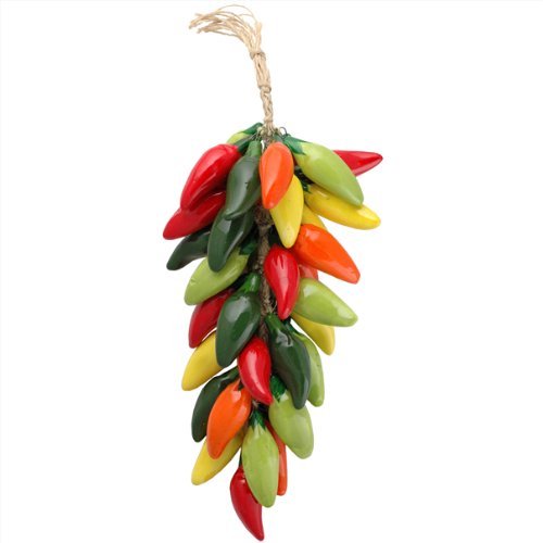 Handpainted Southwest Style Ceramic Chilies Ristras Mixed Jalapeno Pepper String