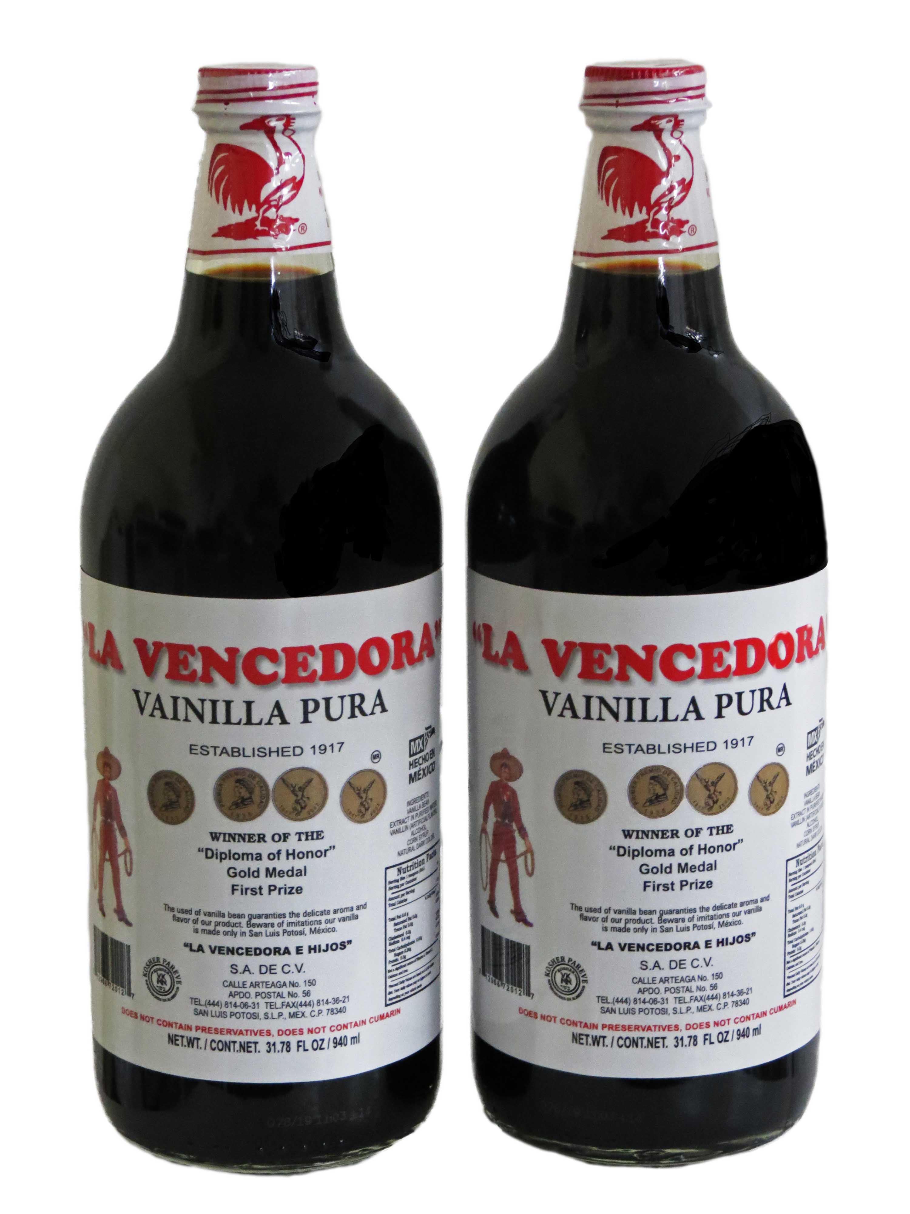 La Vencedora Mexican Vanilla Extract 31oz Each 2 Glass Liter Bottles Product From Mexico FREE SHIPPI